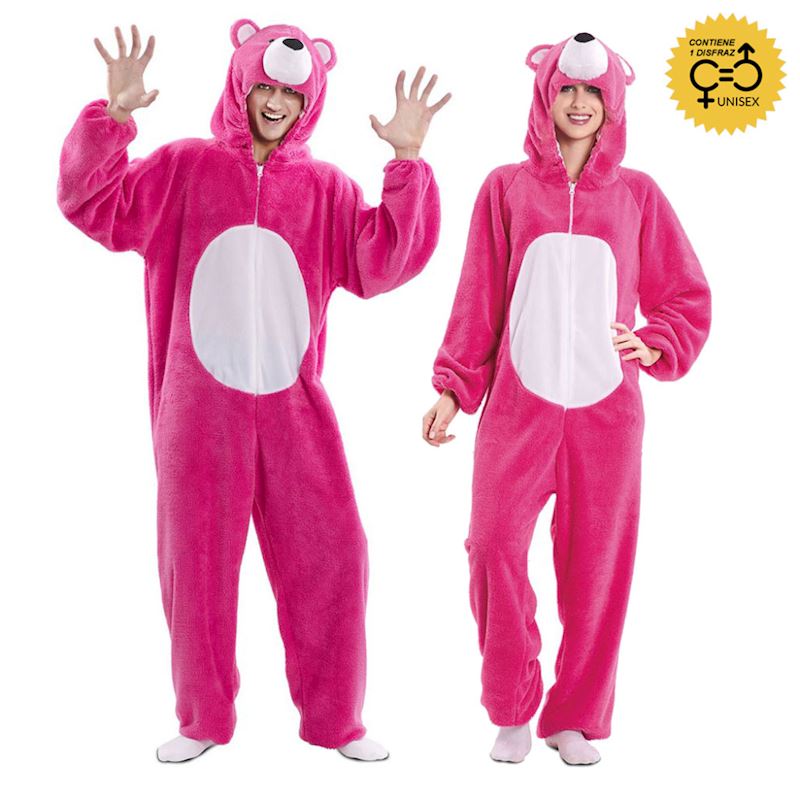 Kostüm Bär rosa Jumpsuit mit Kapuze