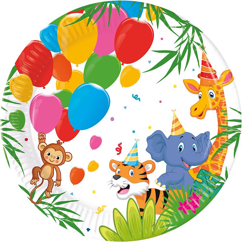 Einweg Pappteller Jungle Balloons